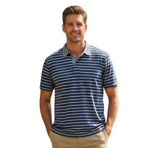 Faherty Retreat Striped Polo Shirt Blue Mint Size S
